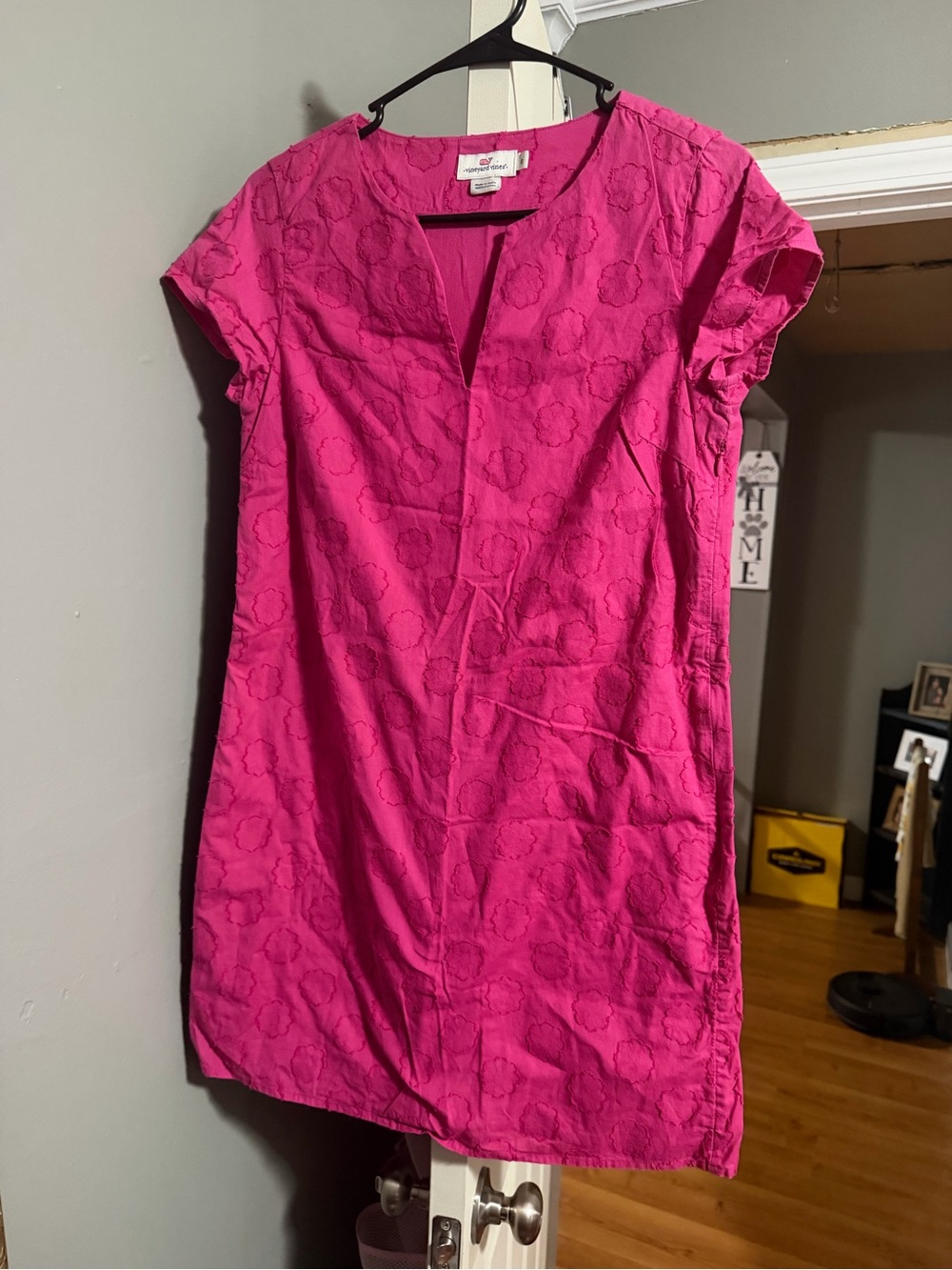 Vineyard Vines Hot Pink Floral Jacquard Shift Dress